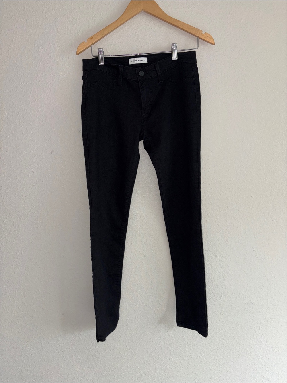 Flying Monkey Men's Black Slim Jeans with Brass Zipper
